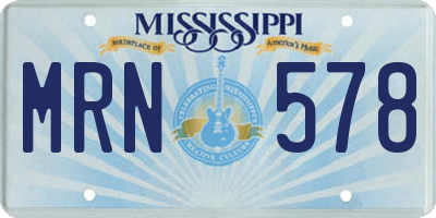 MS license plate MRN578
