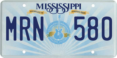 MS license plate MRN580