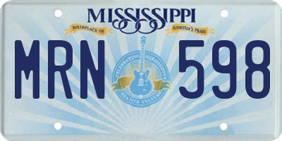 MS license plate MRN598