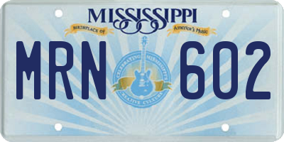 MS license plate MRN602