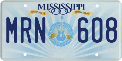 MS license plate MRN608