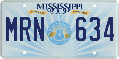 MS license plate MRN634