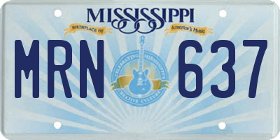 MS license plate MRN637