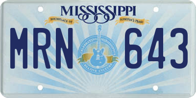 MS license plate MRN643