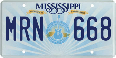 MS license plate MRN668