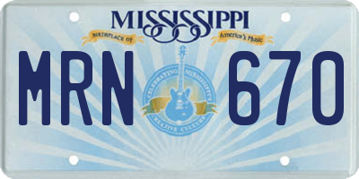 MS license plate MRN670