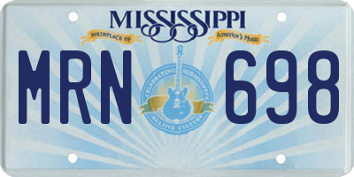 MS license plate MRN698