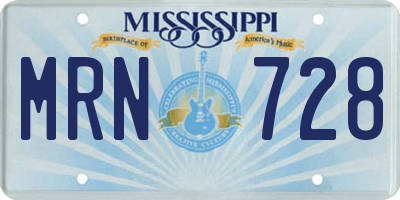 MS license plate MRN728