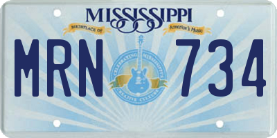 MS license plate MRN734