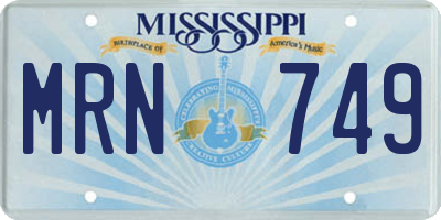 MS license plate MRN749