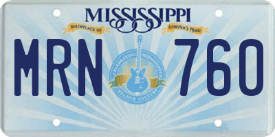 MS license plate MRN760