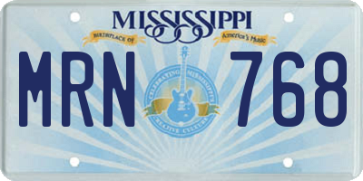 MS license plate MRN768