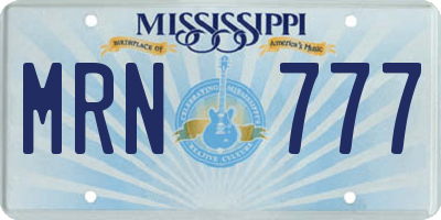 MS license plate MRN777