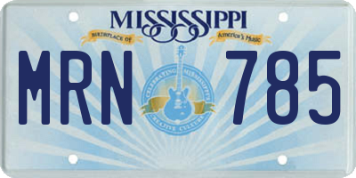 MS license plate MRN785
