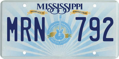 MS license plate MRN792