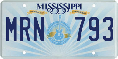MS license plate MRN793