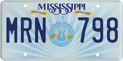 MS license plate MRN798