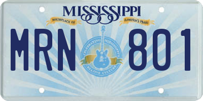 MS license plate MRN801
