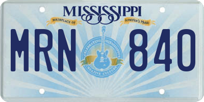 MS license plate MRN840
