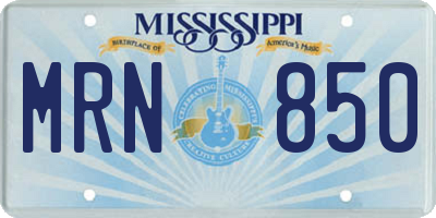 MS license plate MRN850