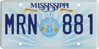 MS license plate MRN881