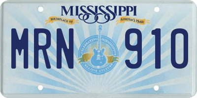 MS license plate MRN910
