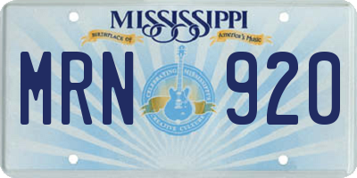 MS license plate MRN920