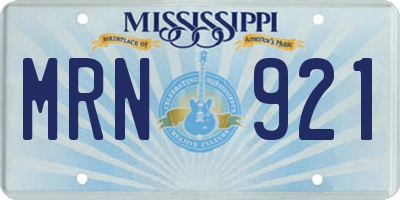 MS license plate MRN921