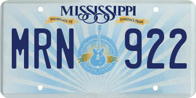 MS license plate MRN922