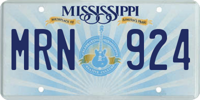 MS license plate MRN924