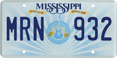 MS license plate MRN932