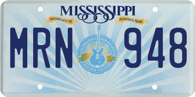 MS license plate MRN948