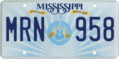 MS license plate MRN958