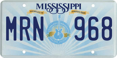 MS license plate MRN968