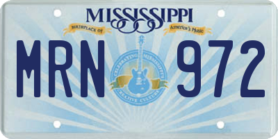 MS license plate MRN972