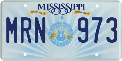 MS license plate MRN973