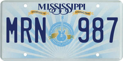 MS license plate MRN987