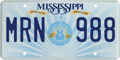 MS license plate MRN988