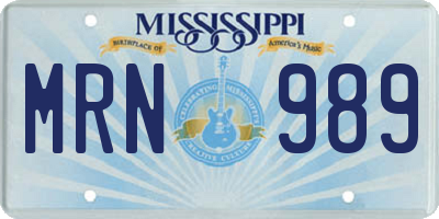 MS license plate MRN989