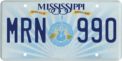 MS license plate MRN990