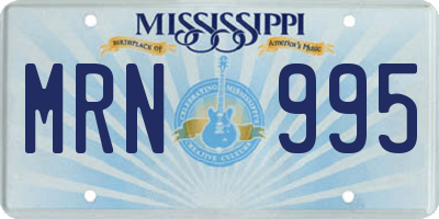 MS license plate MRN995