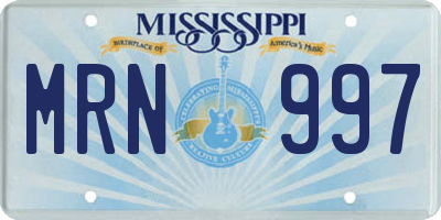 MS license plate MRN997