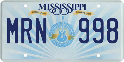 MS license plate MRN998