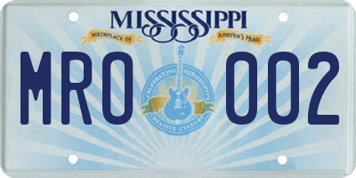 MS license plate MRO002