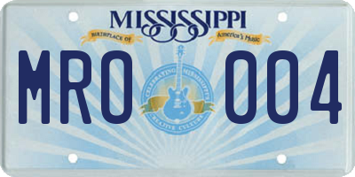 MS license plate MRO004