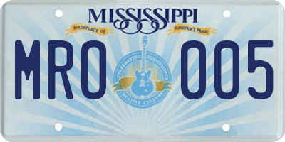 MS license plate MRO005
