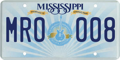MS license plate MRO008