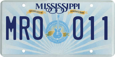 MS license plate MRO011