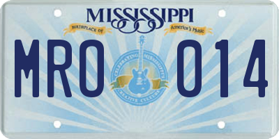 MS license plate MRO014