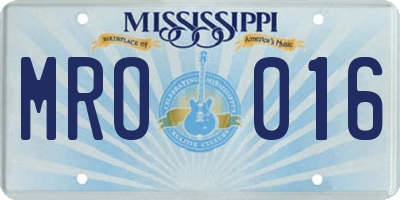 MS license plate MRO016